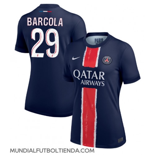 Camiseta Paris Saint-Germain Bradley Barcola #29 Primera Equipación Replica 2024-25 para mujer mangas cortas